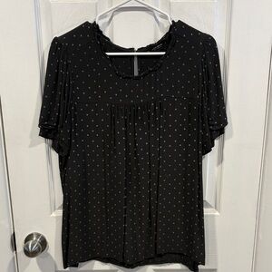 Lucky Brand Black Blouse with Subtle Pattern Size Large